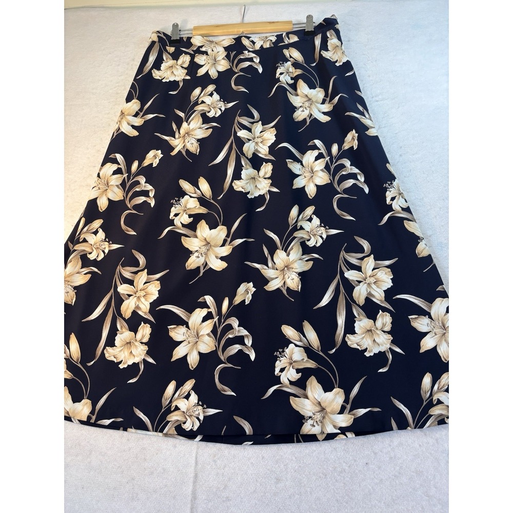 Jaclyn Smith Plus Size 20 Maxi Skirt Black & Cream Lily Side Zip Boho Office